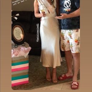 Ivory satin slip skirt